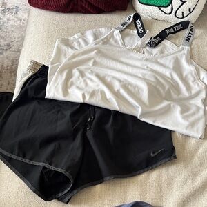 Nike White Top and Black Shorts Set